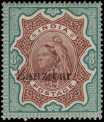 Zanzibar 1895-96 3r brown and green lightly mounted mint.