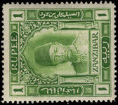 Zanzibar 1908-09 1r yellow-green sideways watermark lightly mounted mint.