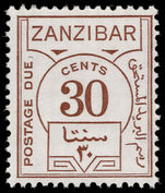 Zanzibar 1936-62 30c postage due chalky paper unmounted mint.