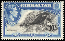 Gibraltar 1938-51 10s black and blue perf 14 lightly mounted mint.