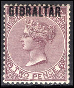 Gibraltar 1886 2d purple-brown lightly mounted mint signed Diena.