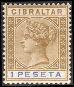 Gibraltar 1889-96 1p bistre and ultramarine lightly mounted mint.