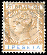 Gibraltar 1889-96 1p bistre and ultramarine fine used.