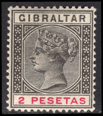 Gibraltar 1889-96 2p black and carmine lightly mounted mint.