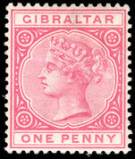 Gibraltar 1886-87 1d rose lightly mounted mint.