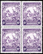 Barbados 1938-47 6d violet block of 4 fine unmounted mint.