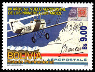 Bolivia 2010 80th Anniversary of First Aeropostale Flight from the Pyrenees to Andes unmounted mint.