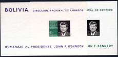 Bolivia 1968 Fifth Death Anniversary of John F. Kennedy souvenir sheet lightly mounted mint.
