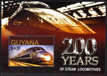 Guyana 2004 200 years of steam locomotives souvenir sheet (1st series) unmounted mint.