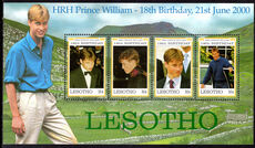 Lesotho 2000 Prince William sheetlet unmounted mint.
