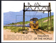 Lesotho 1984 Railways of the World souvenir sheet unmounted mint.