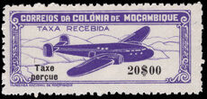 Mozambique 1946 Tax Percue 20E violet air lightly mounted mint.