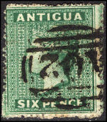 Antigua 1863-67 6d deep green wmk star fine used.