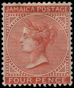 Jamaica 1883-97 4d scarce red-orange shade signed lightly mounted mint.