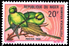 Niger 1969 20f Rose-ringed Parakeets unmounted mint.