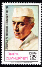 Turkey 1989 Birth Centenary of Jawaharlal Nehru unmounted mint.