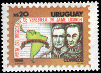 Uruguay 1986 Visit of President Jaime Lusinchi of Venezuela unmounted mint.