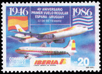 Uruguay 1986 40th Anniversary of First Scheduled Spain-Uruguay Flight unmounted mint.