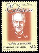 Uruguay 2001 Thomas Elva Edison unmounted mint.