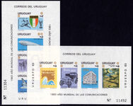 Uruguay 1983 URUEXPO '83; World Communication Year imperf souvenir sheet set unmounted mint.