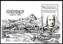 Dominica 1985 J S Bach souvenir sheet unmounted mint.
