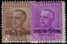 Eritrea 1928-29 7½c & 50c Victor Emmanual unmounted mint.