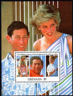 Grenada 1991 Tenth Wedding Anniversary of the Prince and Princess of Wales souvenir sheet unmounted mint.