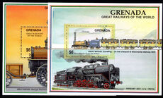 Grenada 1991 Great Railways of the World souvenir sheet set unmounted mint.