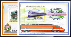 Grenada Grenadines 1991 Great Railways of the World souvenir sheet set unmounted mint.