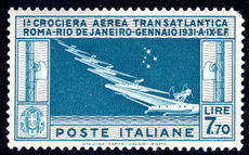 Italy 1930 Transatlantic Mass Formation Flight fine unmounted mint (pulled corner perf).