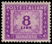 Italy 1947-54 8l bright mauve postage due wmk winged wheel fine unmounted mint.