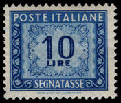 Italy 1947-54 10l blue postage due wmk winged wheel fine unmounted mint.