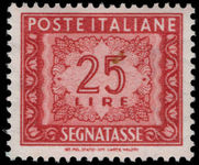 Italy 1947-54 25l brown-red postage due wmk winged wheel fine unmounted mint.