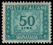 Italy 1947-54 50l turquoise-green postage due wmk winged wheel fine unmounted mint.