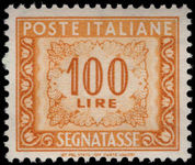 Italy 1947-54 100l dull orange postage due wmk winged wheel fine unmounted mint.