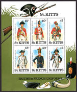 St Kitts 1987 Military Uniforms souvenir sheet unmounted mint.