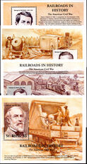 St Kitts 2001 Railways in the American Civil War souvenir sheet set unmounted mint.