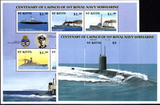 St Kitts 2001 Royal Navy Submarine Service souvenir sheet set and sheetlet unmounted mint.