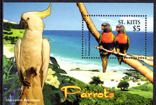 St Kitts 2005 $5 Parrots souvenir sheet unmounted mint.