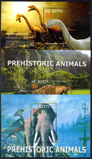 St Kitts 2005 $5 Dinosaurs souvenir sheet set unmounted mint.