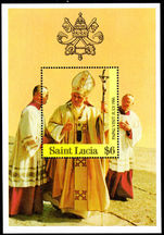 St Lucia 1986 Papal Visit souvenir sheet unmounted mint.
