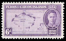 Turks & Caicos 1948 6d Map of Turks and Caicos Islands unmounted mint.