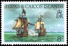 Turks & Caicos Islands 1983-85 8c Ships in Battle perf 14 unmounted mint.