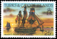 Turks & Caicos Islands 1983-85 25c HMS Boreas perf 14 unmounted mint.