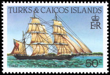 Turks & Caicos Islands 1983-85 50c Schooner Grapeshot perf 14 unmounted mint.
