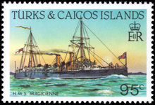 Turks & Caicos Islands 1983-85 95c HMS Magicienne perf 14 unmounted mint.