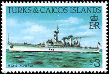 Turks & Caicos Islands 1983-85 $3 HMS Minerva perf 14 unmounted mint.