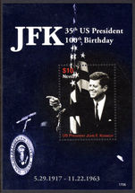 Nevis 2017 John F Kennedy souvenir sheet unmounted mint.