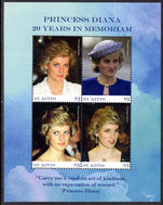 St Kitts 2017 20th anniversary of the death of Princess Diana $3 sheetlet unmounted mint.