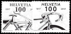 Switzerland 2017 200th anniversary of the invention of the bicycle by Karl Drais unmounted mint.
